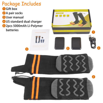 5000mAh Heated Adjustable Thermal Socks Footwarmer