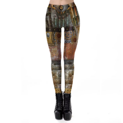 Women Steampunk 3D Fitness Leggings - Mad Fly Essentials