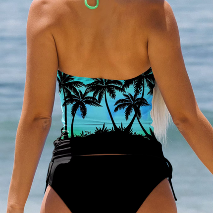 Women Low Waist Palm Tree Tankini Set - Mad Fly Essentials