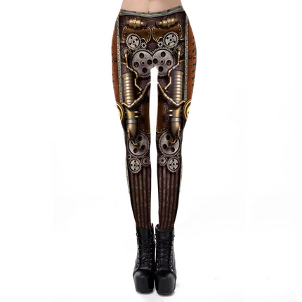 Women Steampunk 3D Fitness Leggings - Mad Fly Essentials