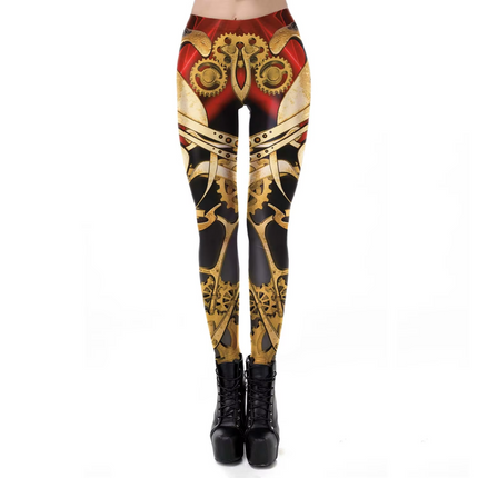 Women Steampunk 3D Fitness Leggings - Mad Fly Essentials