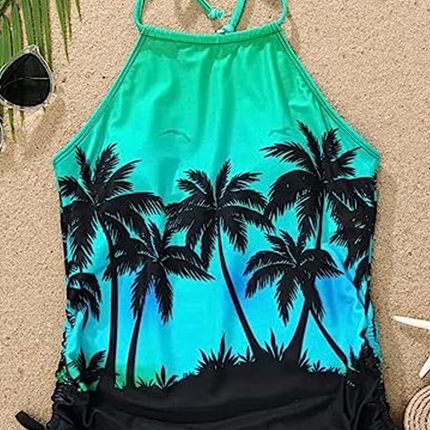 Women Low Waist Palm Tree Tankini Set - Mad Fly Essentials