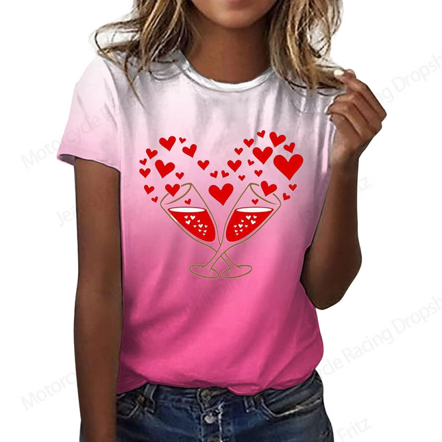 Women Love Heart 3D Valentine Fashion Tops.