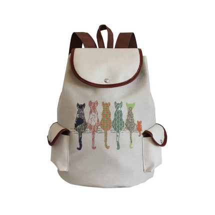 Women Eco-Friendly Cartoon Cat Tote Backpacks.