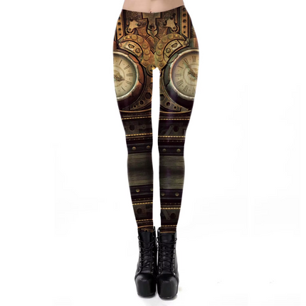 Women Steampunk 3D Fitness Leggings - Mad Fly Essentials