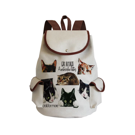 Women Eco-Friendly Cartoon Cat Tote Backpacks.