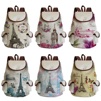 Women Eco-Friendly Eiffel Tower Paris Tote Backpacks