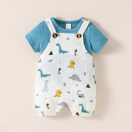 Baby Boy Short Dinosaur Suspender Outfit