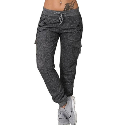 Women Blue Casual High Waist Cargo Harem Pants