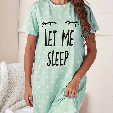 Women Sleep Plus Polka Dot Nightgown