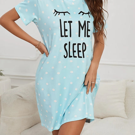 Women Sleep Plus Polka Dot Nightgown