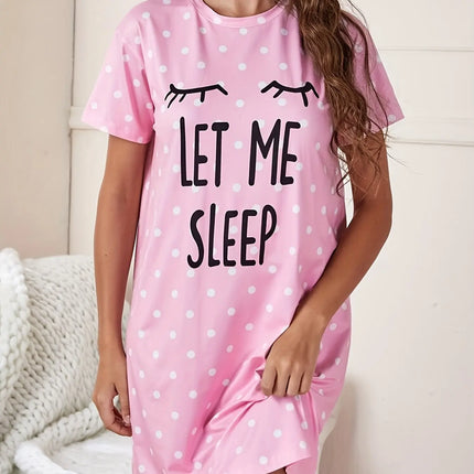 Women Sleep Plus Polka Dot Nightgown