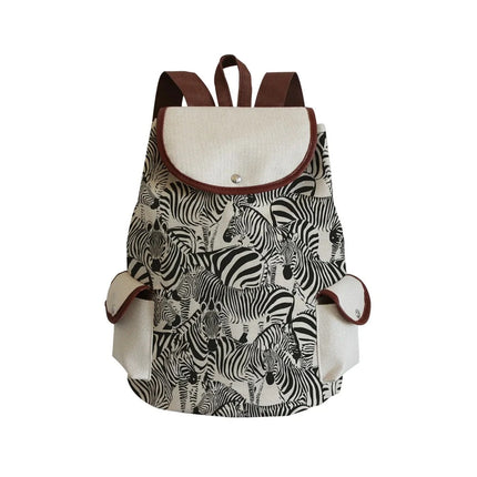 Women Eye Linen Trendy Animal Backpacks