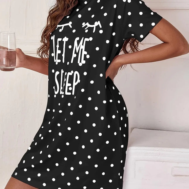 Women Sleep Plus Polka Dot Nightgown