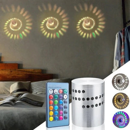 Modern RGB LED Spiral Effect Remote Wall Lamp