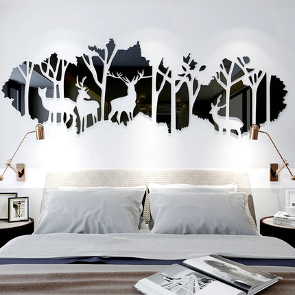 Home Forest Deer DIY Mirror Wall Stickers