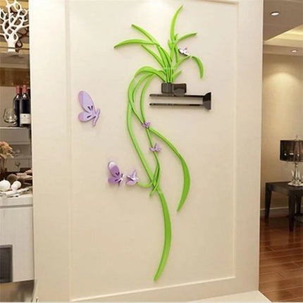 Home 3D Butterfly Flower Mirror Wall Stickers