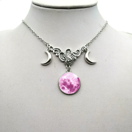 Women Crystal Glass Moon Necklace