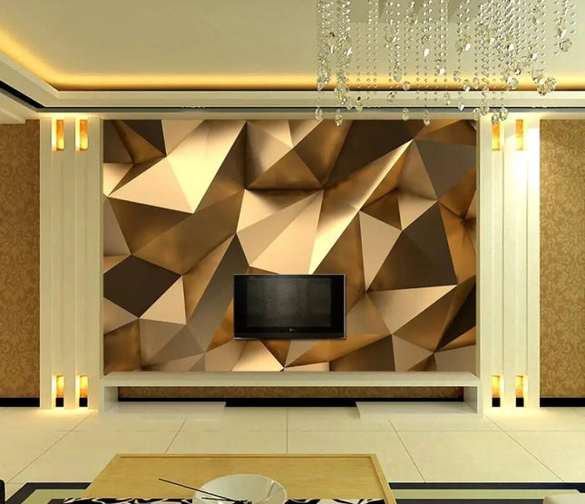 Golden Polygon 3D Murals Wallpaper