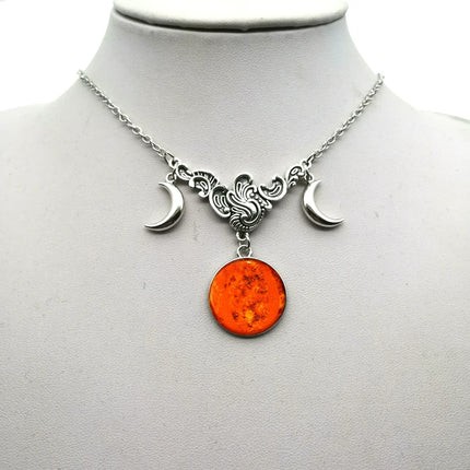 Women Crystal Glass Moon Necklace