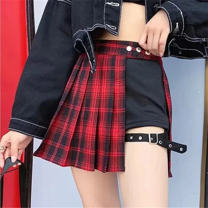 Women All Match Tartan Pleated Mini Skirts