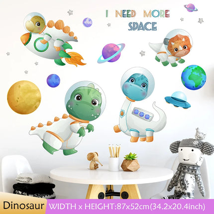 Cartoon Astronaut Dinosaur 3D Wall Stickers