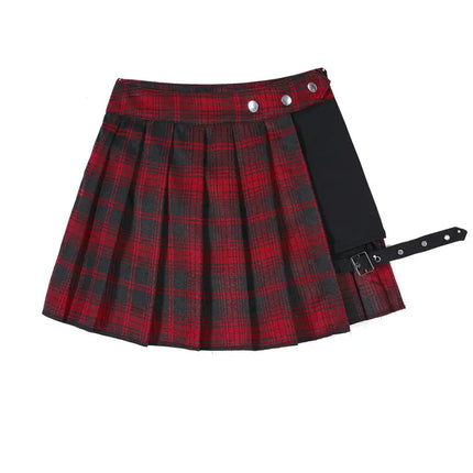 Women All Match Tartan Pleated Mini Skirts
