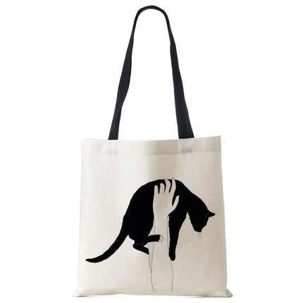 Black Cat Linen Eco Shoulder Bag