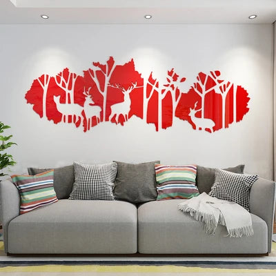 Home Forest Deer DIY Mirror Wall Stickers