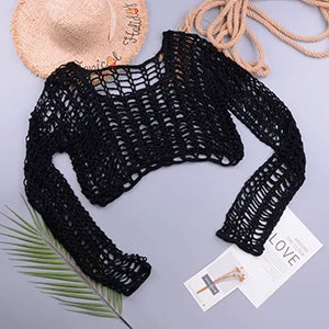 Women Crochet Boho Hollow Bikini Cover