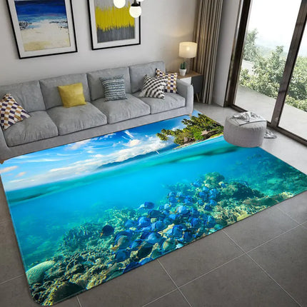 Modern 3D Fish Ocean Anti-Slip Area Rugs