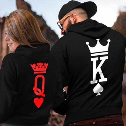 Women Queen Crown Print Couple Hoodies