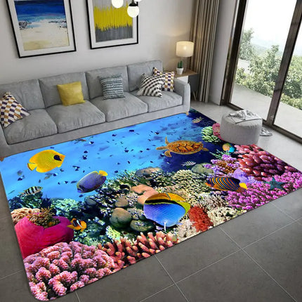 Modern 3D Fish Ocean Anti-Slip Area Rugs