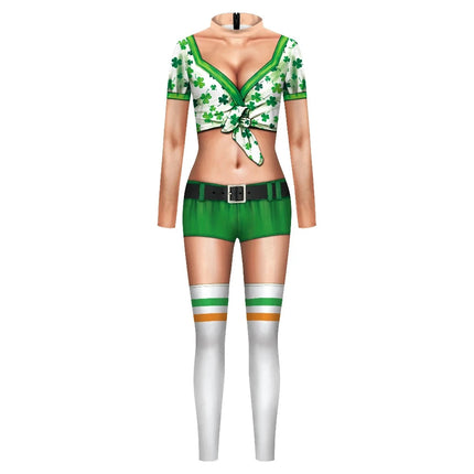 Women Saint Patrick Green Irish Costume Bodysuit Rompers