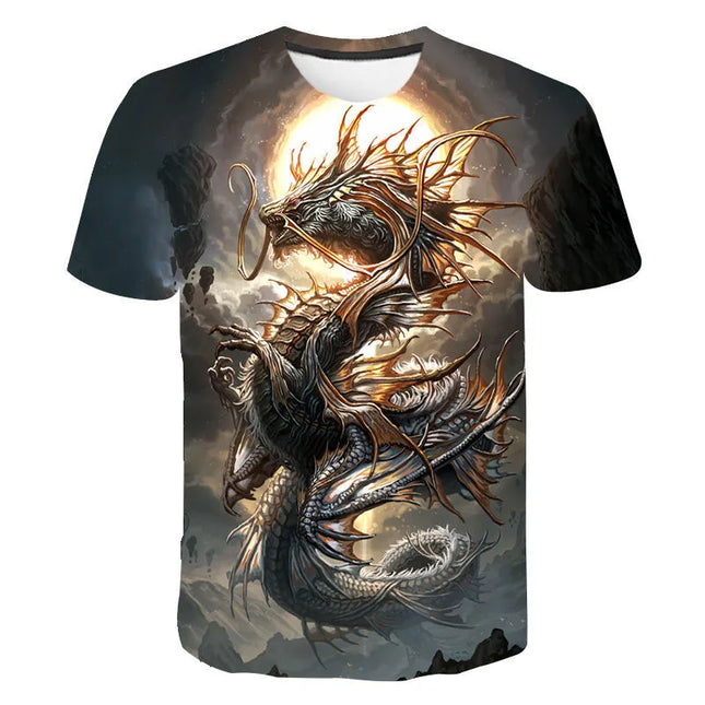 Men Summer 3D Dragon Casual Shirts