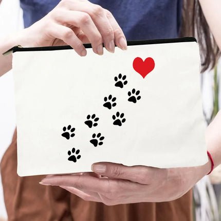 Women Peace Love Dogs Cosmetic Storage Bags