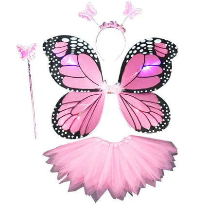 Girl 4pc LED Fairy Butterfly Costume Set