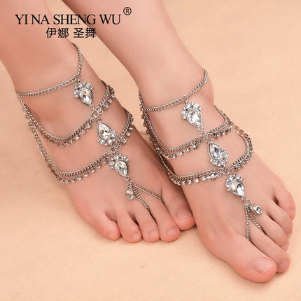 Women Belly Dancing Multilayer Sequin Ankle Bracelet