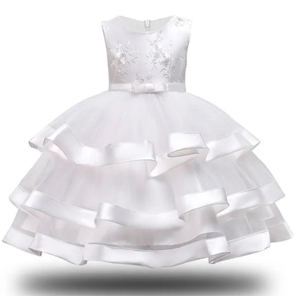 Baby Girl 2-12Y Elegant Pink Cake Wedding Evening Party Dress