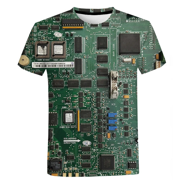 Men Circuit Board Chip 3D Graphic Tees