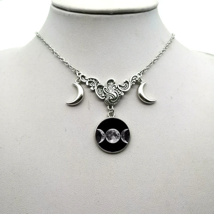 Women Crystal Glass Moon Necklace