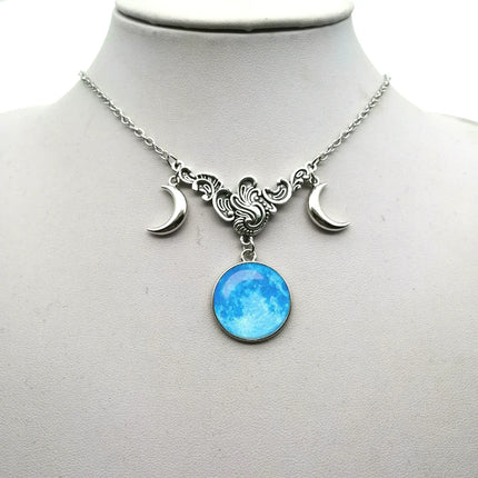 Women Crystal Glass Moon Necklace