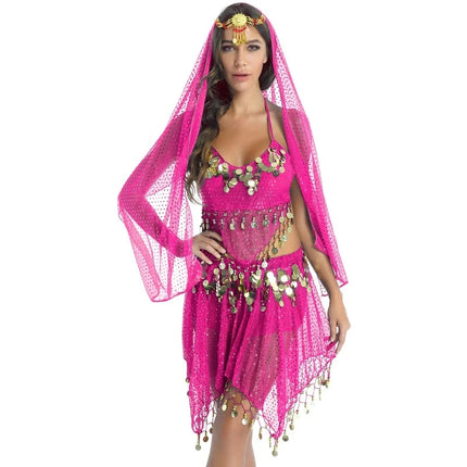 Women Halter Sequin Belly-Dance-Costume Set