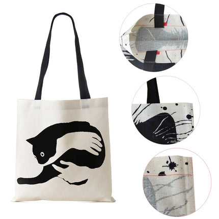 Black Cat Linen Eco Shoulder Bag