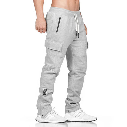 Men Cotton Casual Pocket Fitness Pants