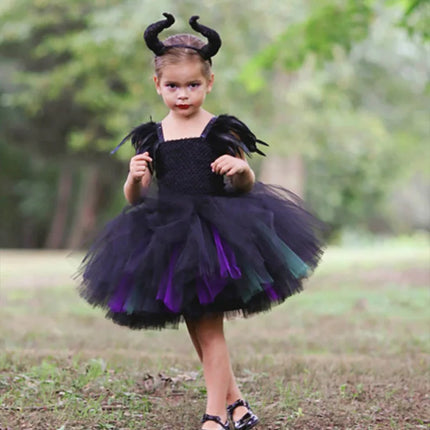 Girl Black Witch Halloween Tutu Dress