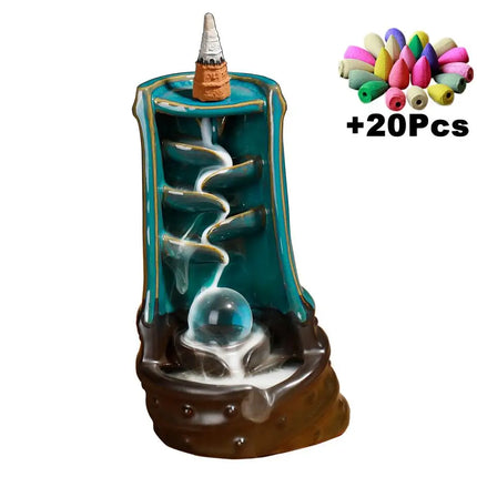 Waterfall Incense Burner Ceramic Set