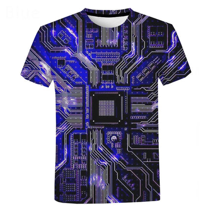 Men Circuit Board Chip 3D Graphic Tees