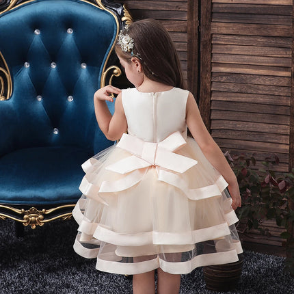 Baby Girl 2-12Y Elegant Pink Cake Wedding Evening Party Dress