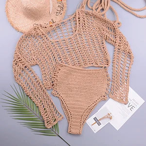 Women Crochet Boho Hollow Bikini Cover